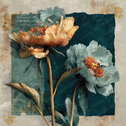 Teal Copper Ruins Digital Paper Pack (DDD008002)