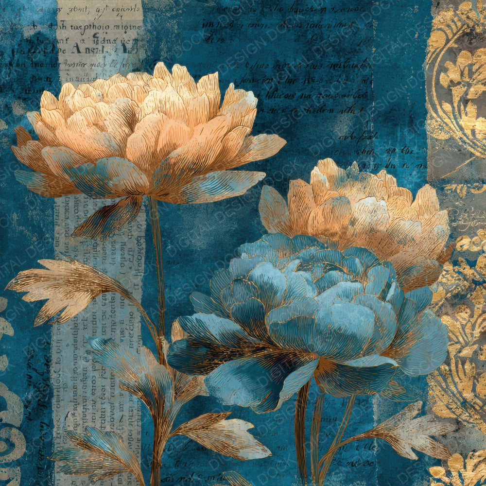 Teal Copper Ruins Digital Paper Pack (DDD008002)