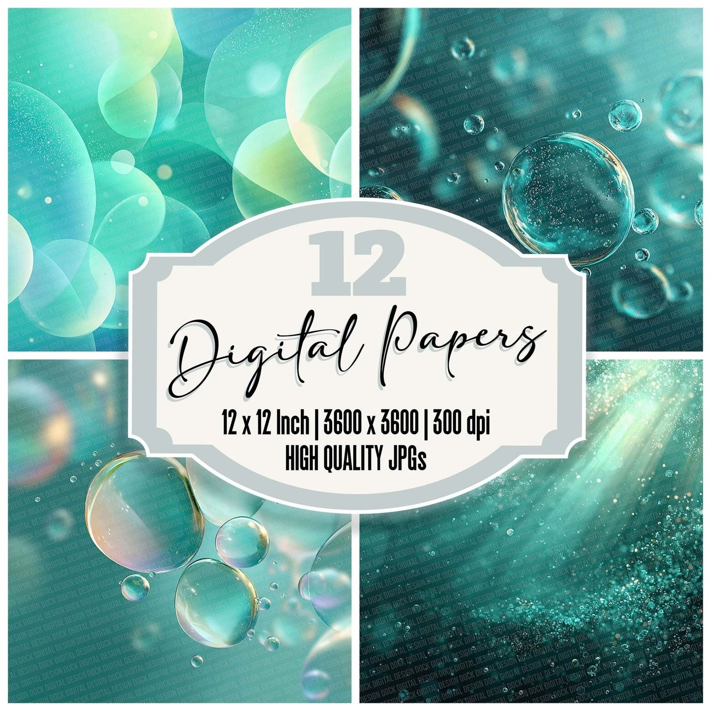 Teal Drift Abstract Digital Paper Pack (DDD003958)