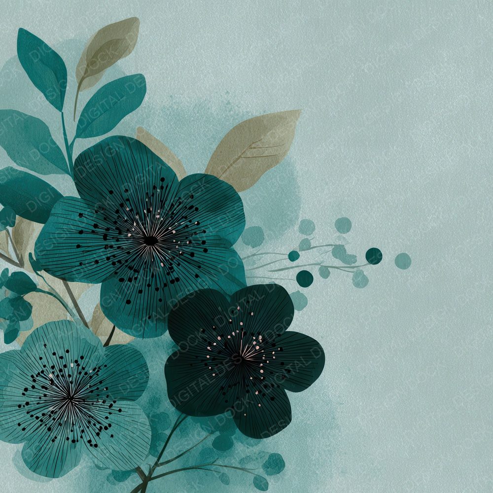 Teal Floral Block Background Digital Paper Pack (DDD007765)