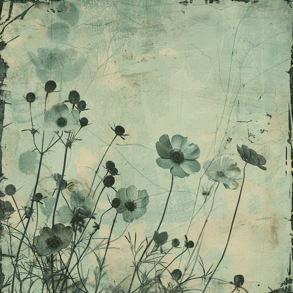 Teal Green Floral Digital Paper Pack (DDD003961)