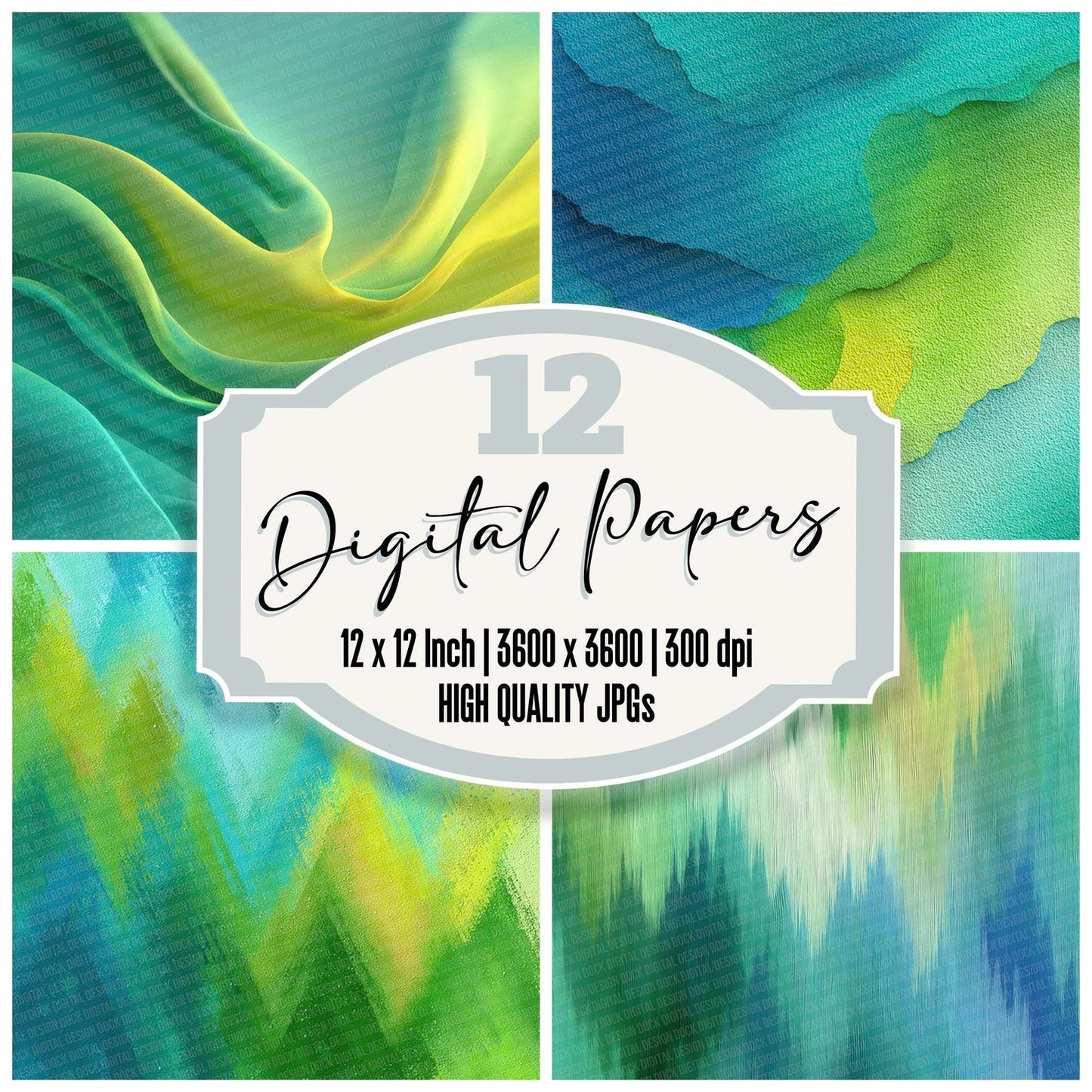 Teal Lime Burst Digital Paper Pack (DDD003963)