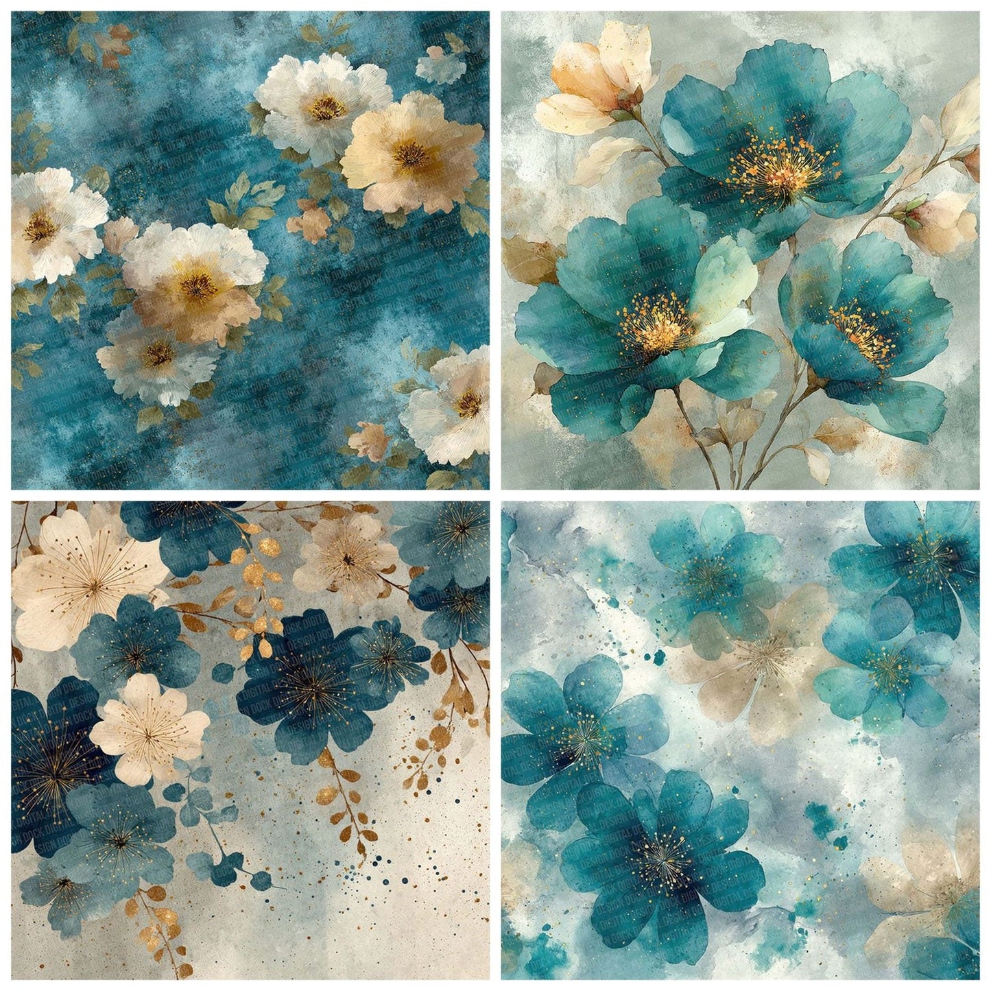 Teal Sand Haze Digital Paper Pack (DDD003965)