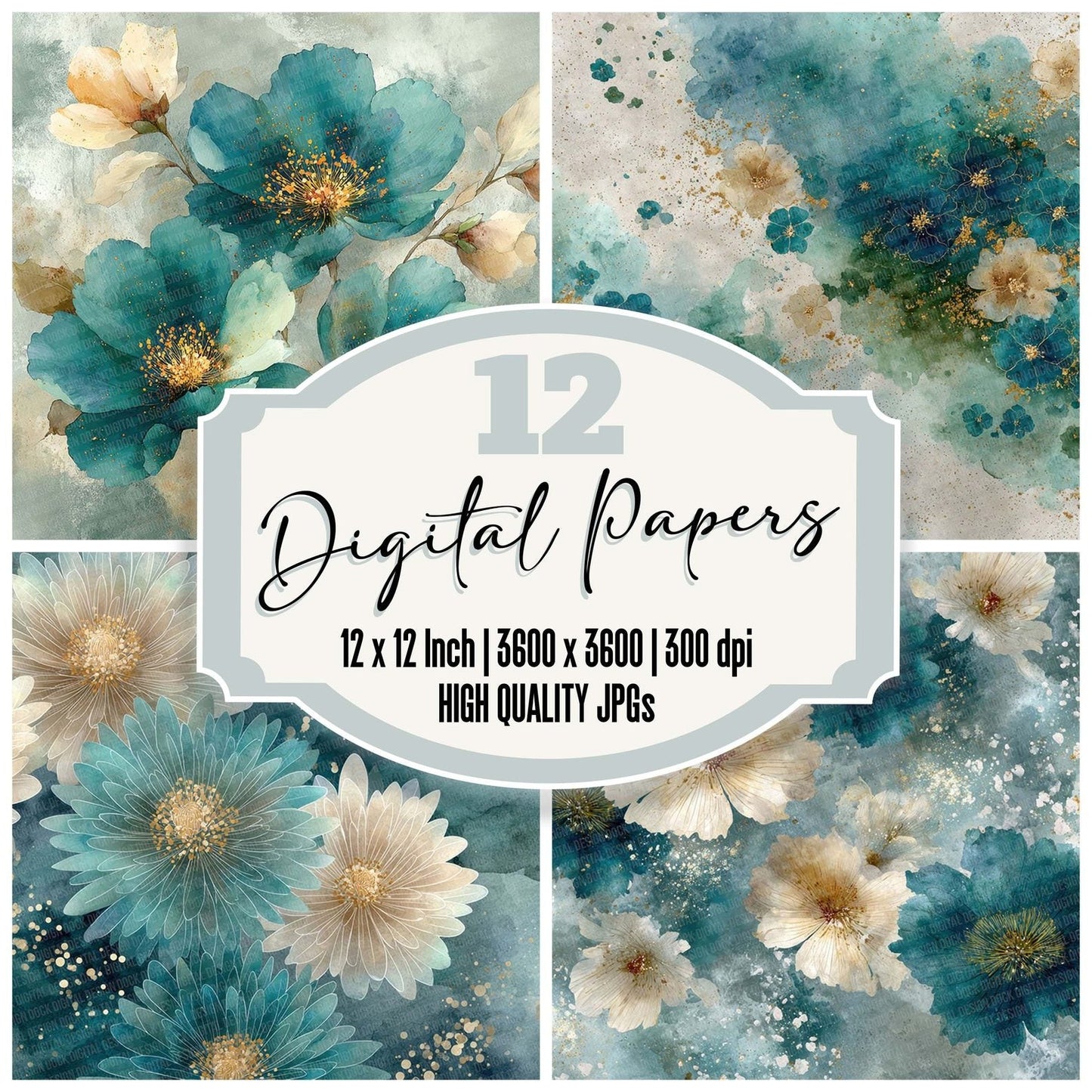 Teal Sand Haze Digital Paper Pack (DDD003965)