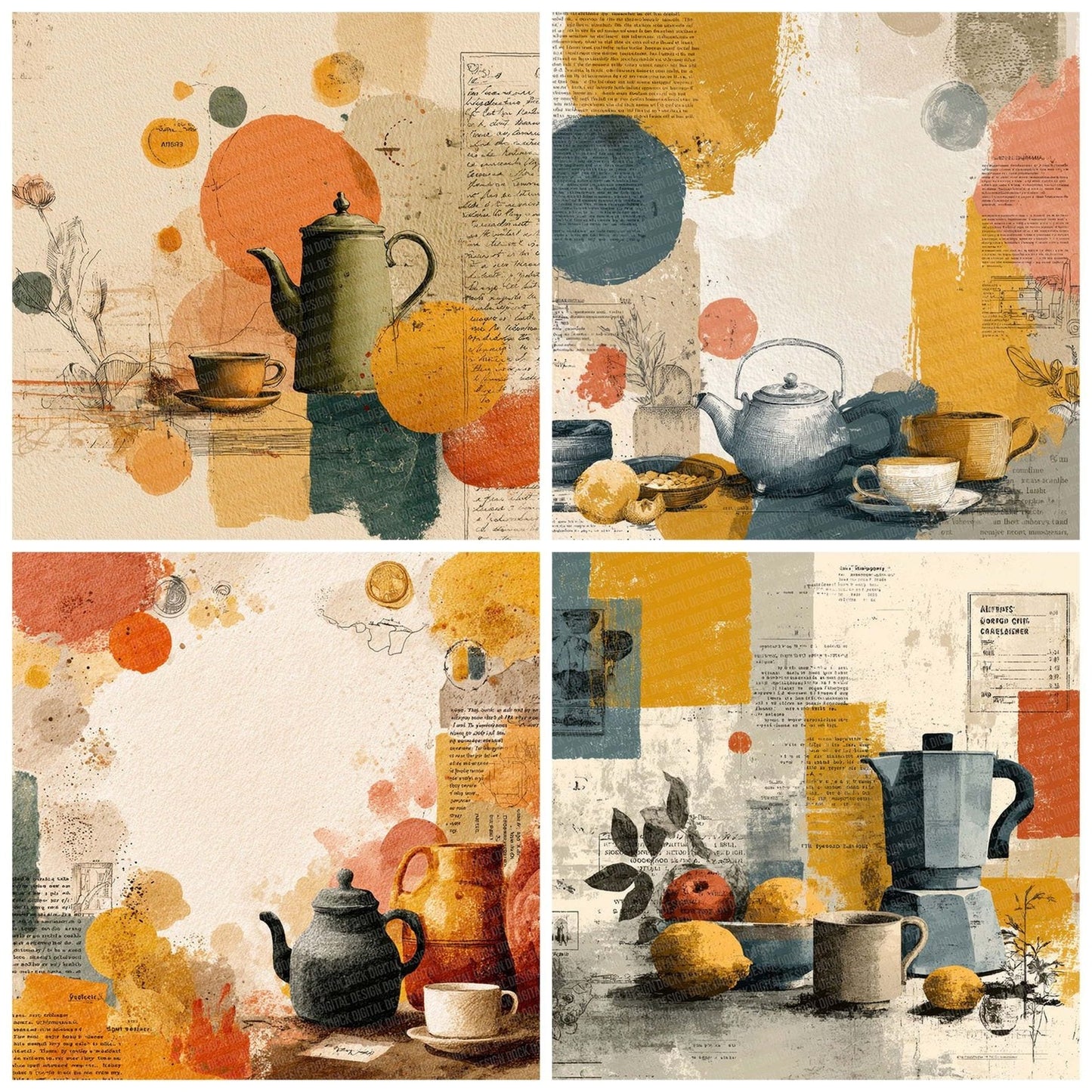 Teapot Stellar Notes Digital Paper Pack (DDD003968)