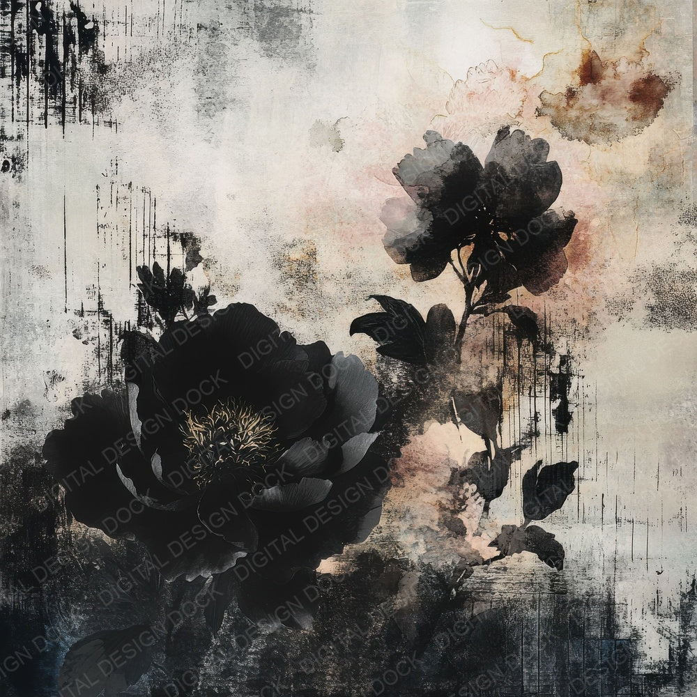 Tenebrous Peony Ink Digital Paper Pack (DDD003976)