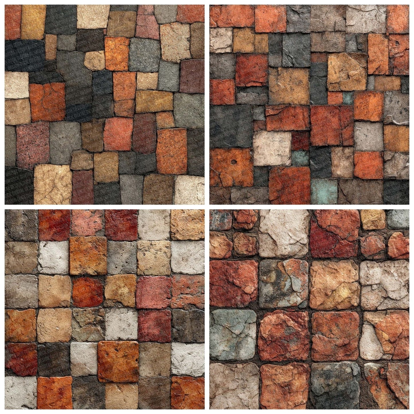 Terracotta Mosaic Tile Pattern Digital Paper Pack (DDD003984)