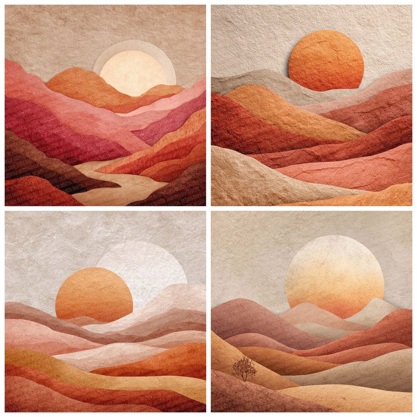 Terracotta Sun Boho Landscape Digital Paper Pack (DDD003987)