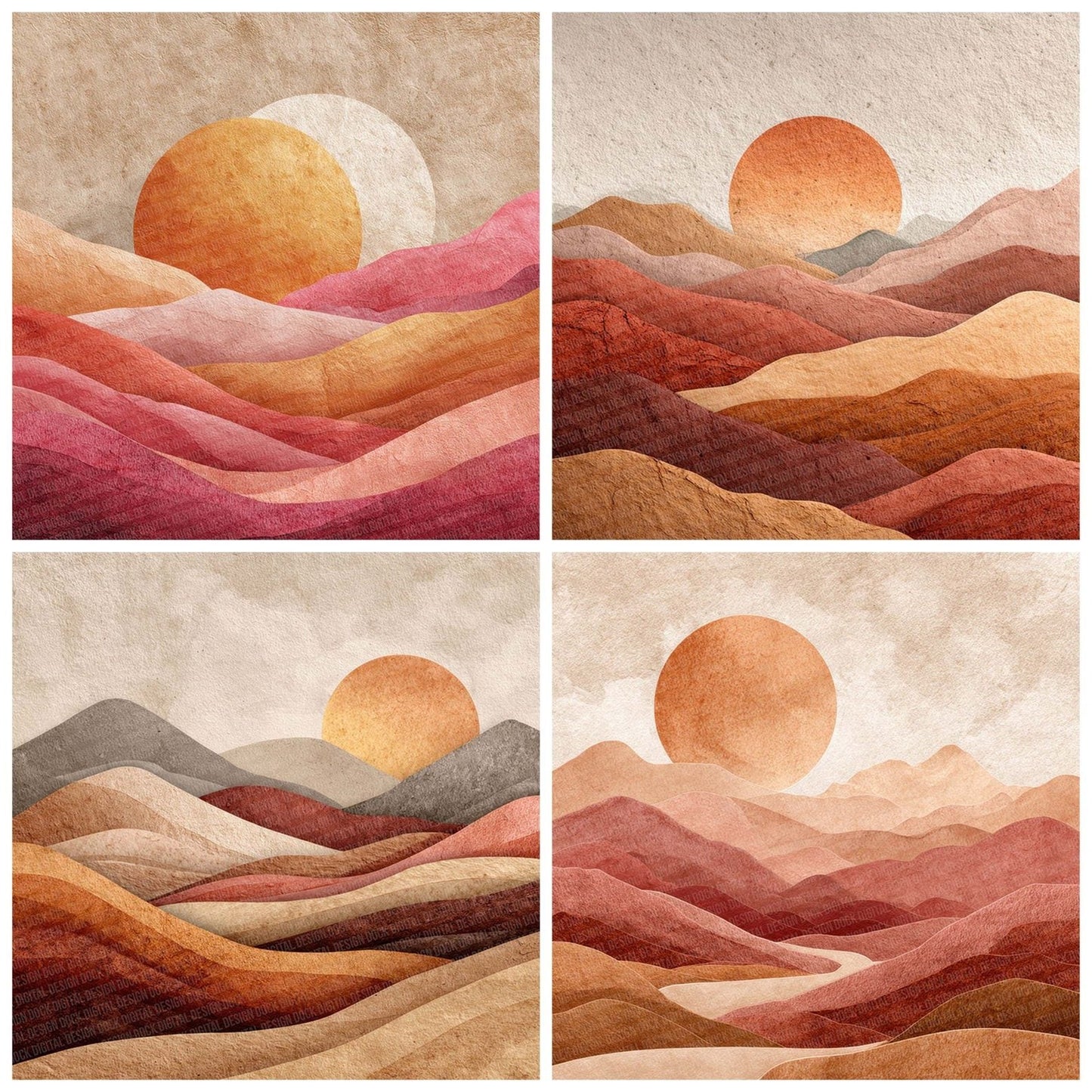 Terracotta Sun Boho Landscape Digital Paper Pack (DDD003987)