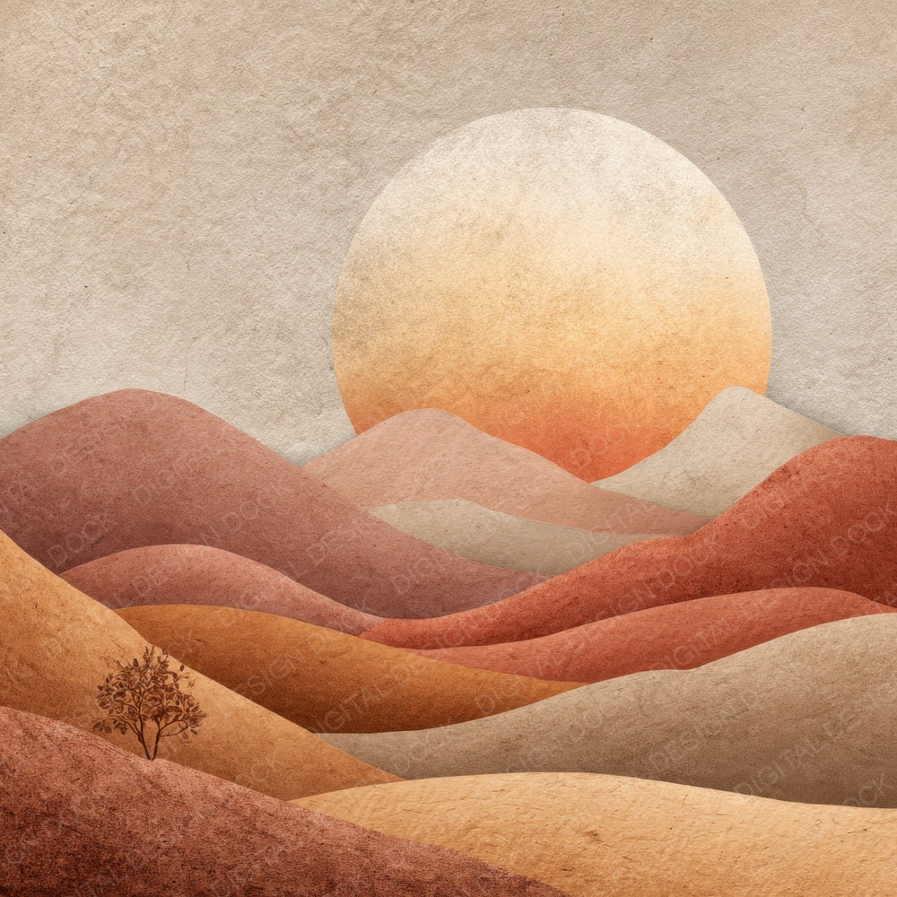 Terracotta Sun Boho Landscape Digital Paper Pack (DDD003987)