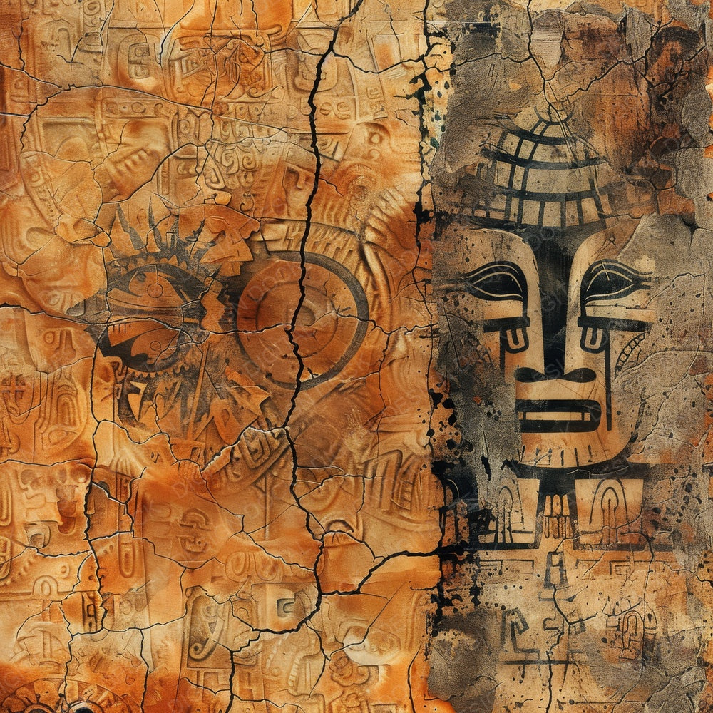 Terracotta Tribal Masks Digital Paper Pack (DDD003988)