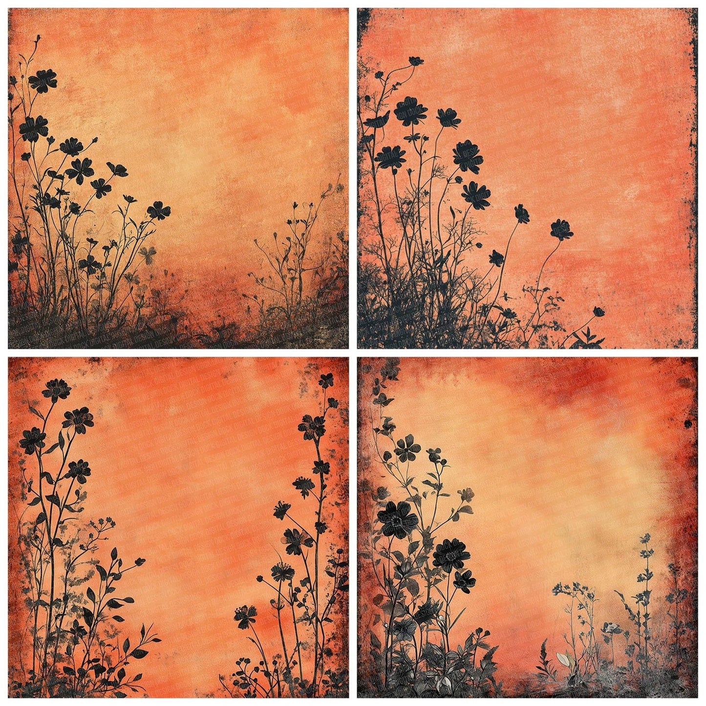 Terracotta Wildflower Script Digital Paper Pack (DDD003989)