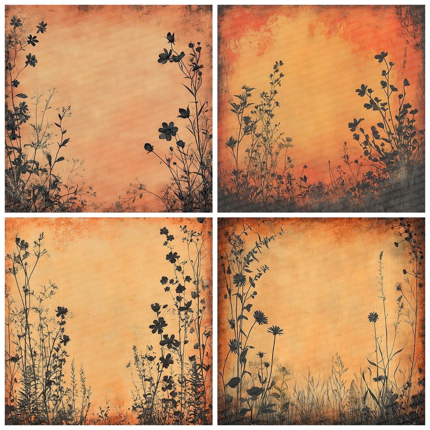Terracotta Wildflower Script Digital Paper Pack (DDD003989)