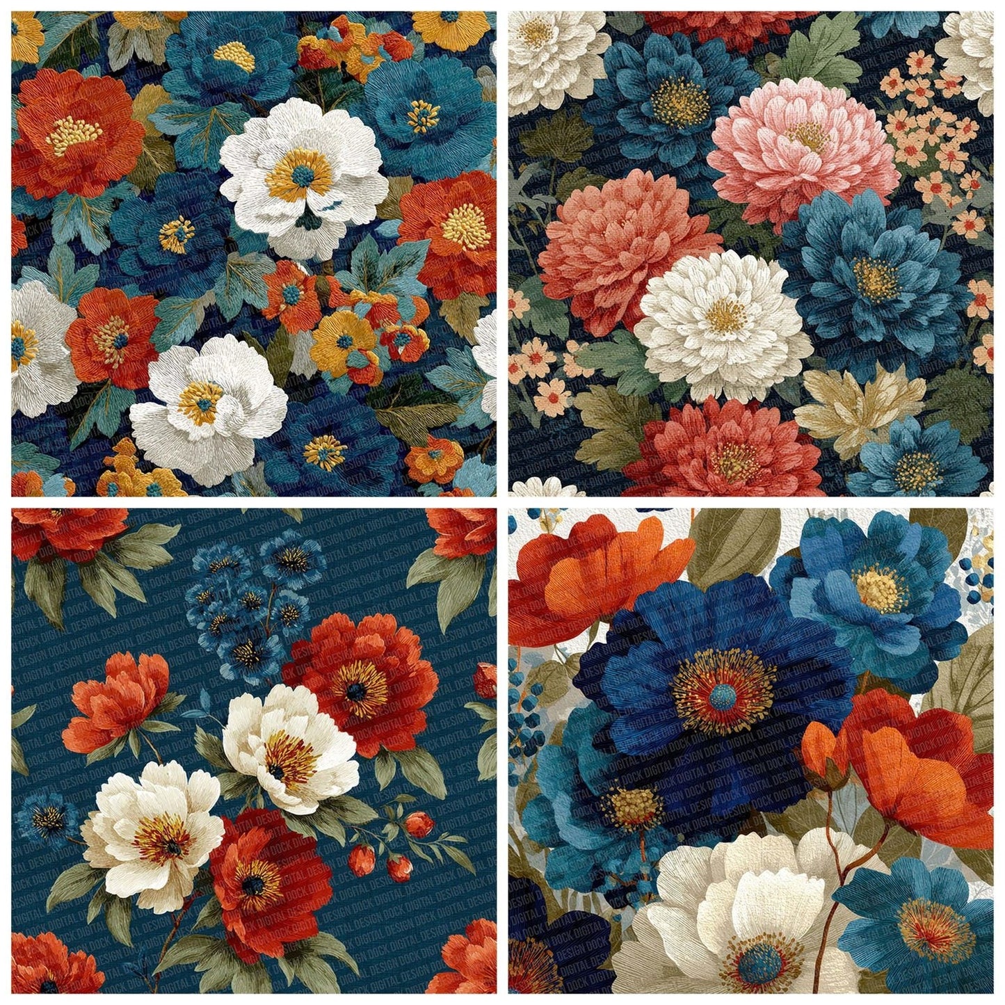 Textile Floral Pattern Digital Paper Pack (DDD003992)