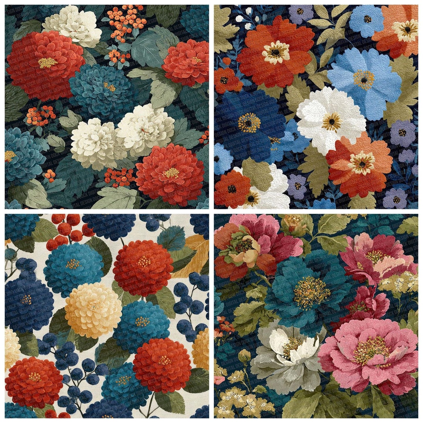 Textile Floral Pattern Digital Paper Pack (DDD003992)
