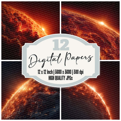 The Sun Surface digital paper pack cover showing four of the 12 papers