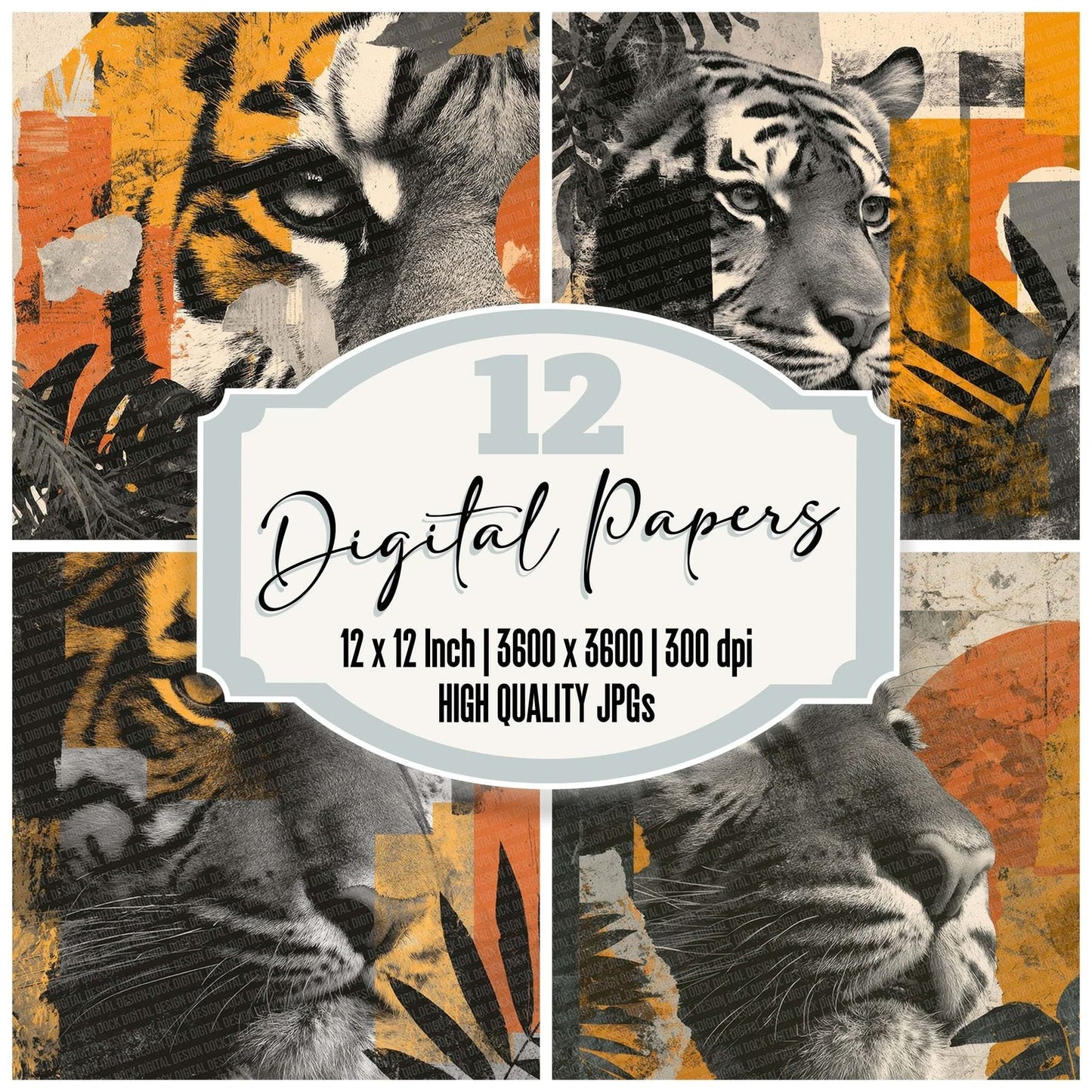 Tiger Jungle Moodboard Digital Paper Pack (DDD004012)