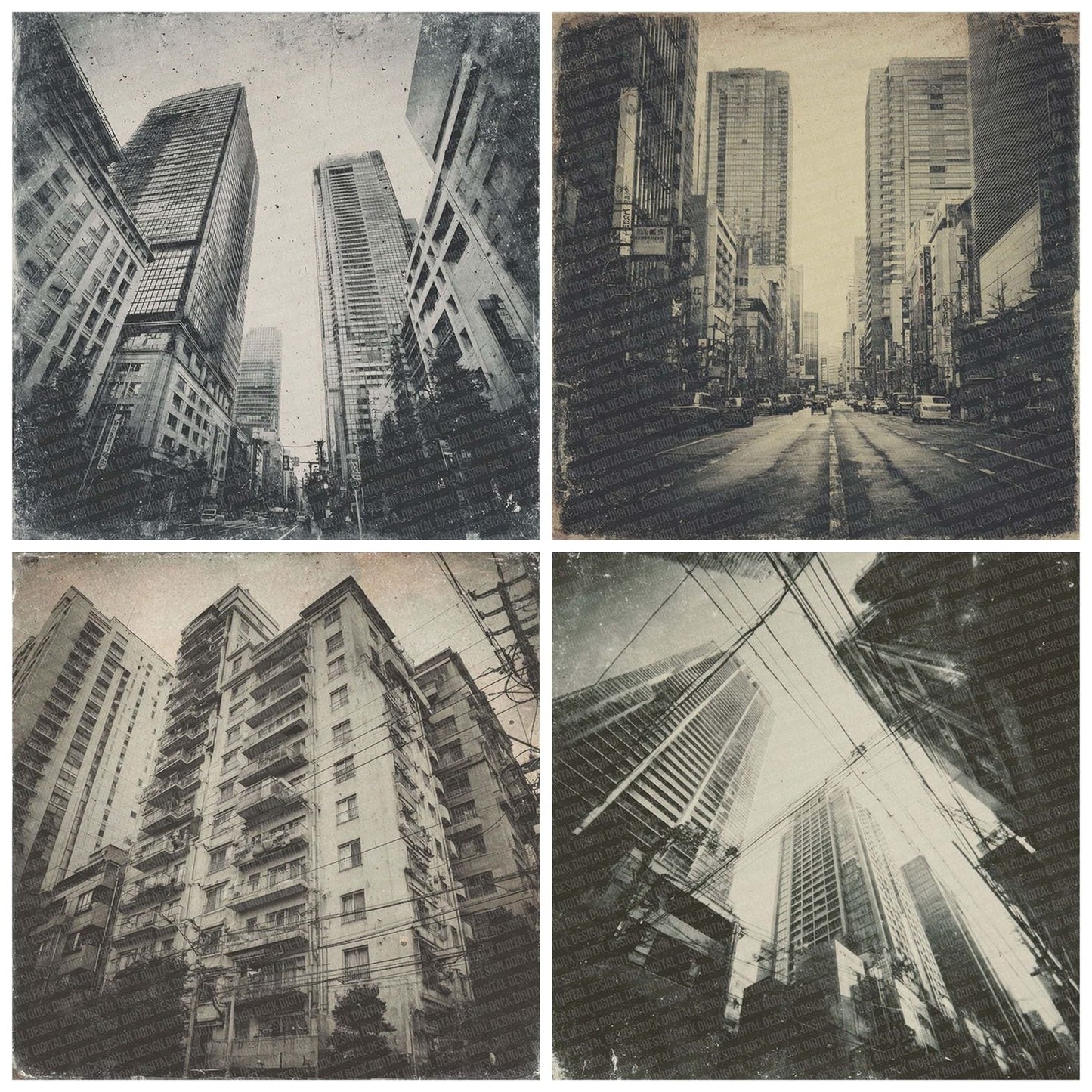 Tokyo Street Damaged Photo Digital Paper Pack (DDD004017)