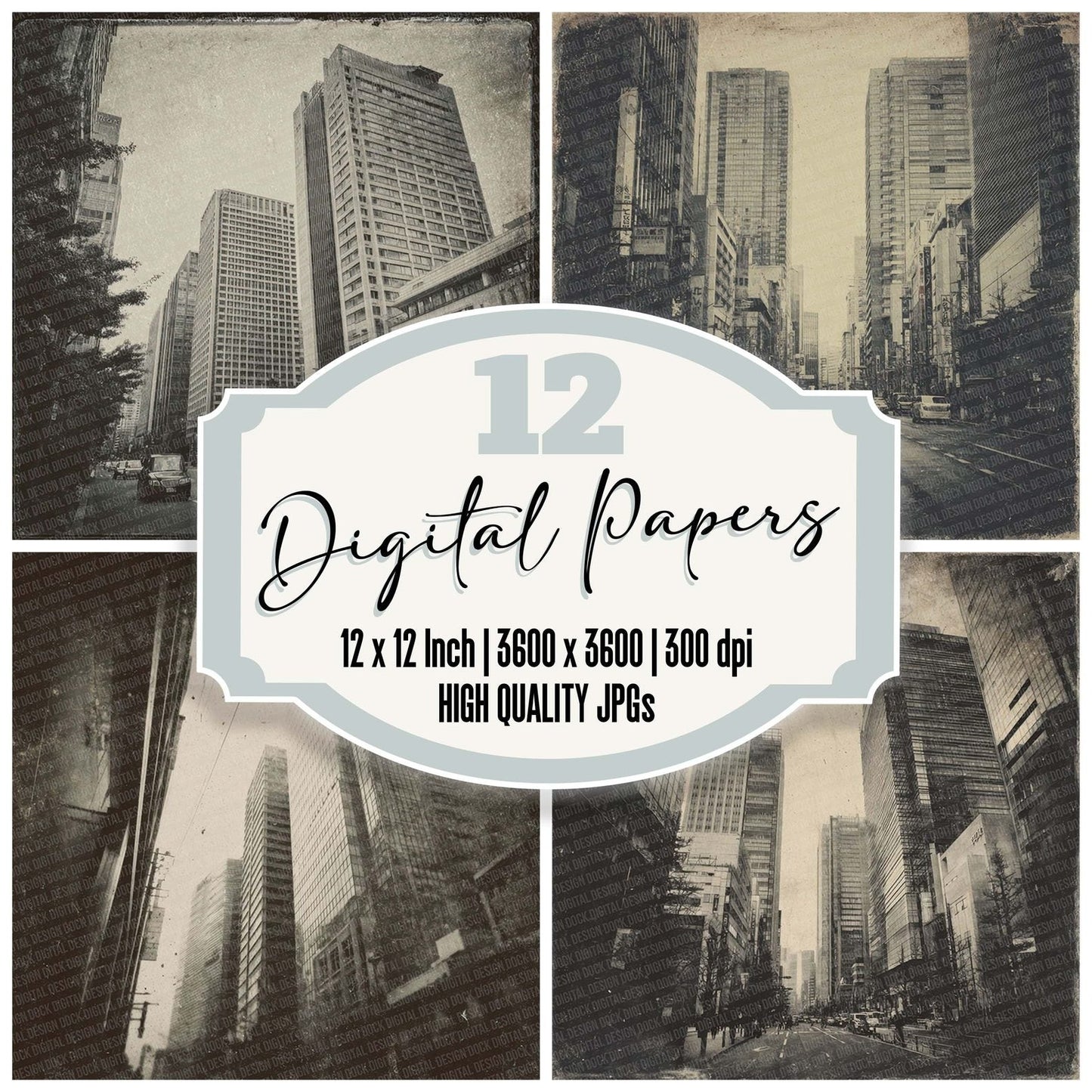 Tokyo Street Damaged Photo Digital Paper Pack (DDD004017)