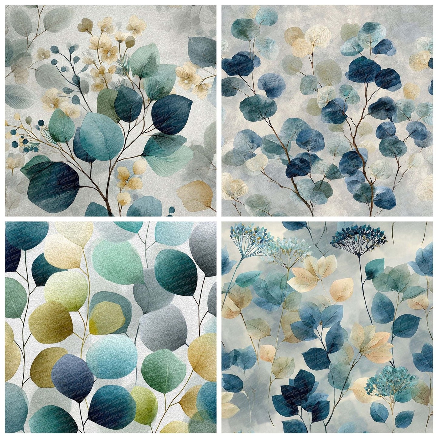 Tonal Botanical Silhouettes Digital Paper Pack (DDD004019)