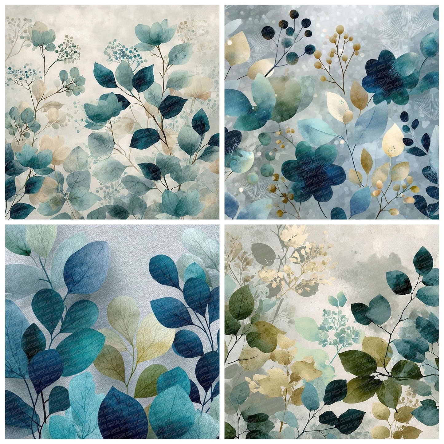 Tonal Botanical Silhouettes Digital Paper Pack (DDD004019)