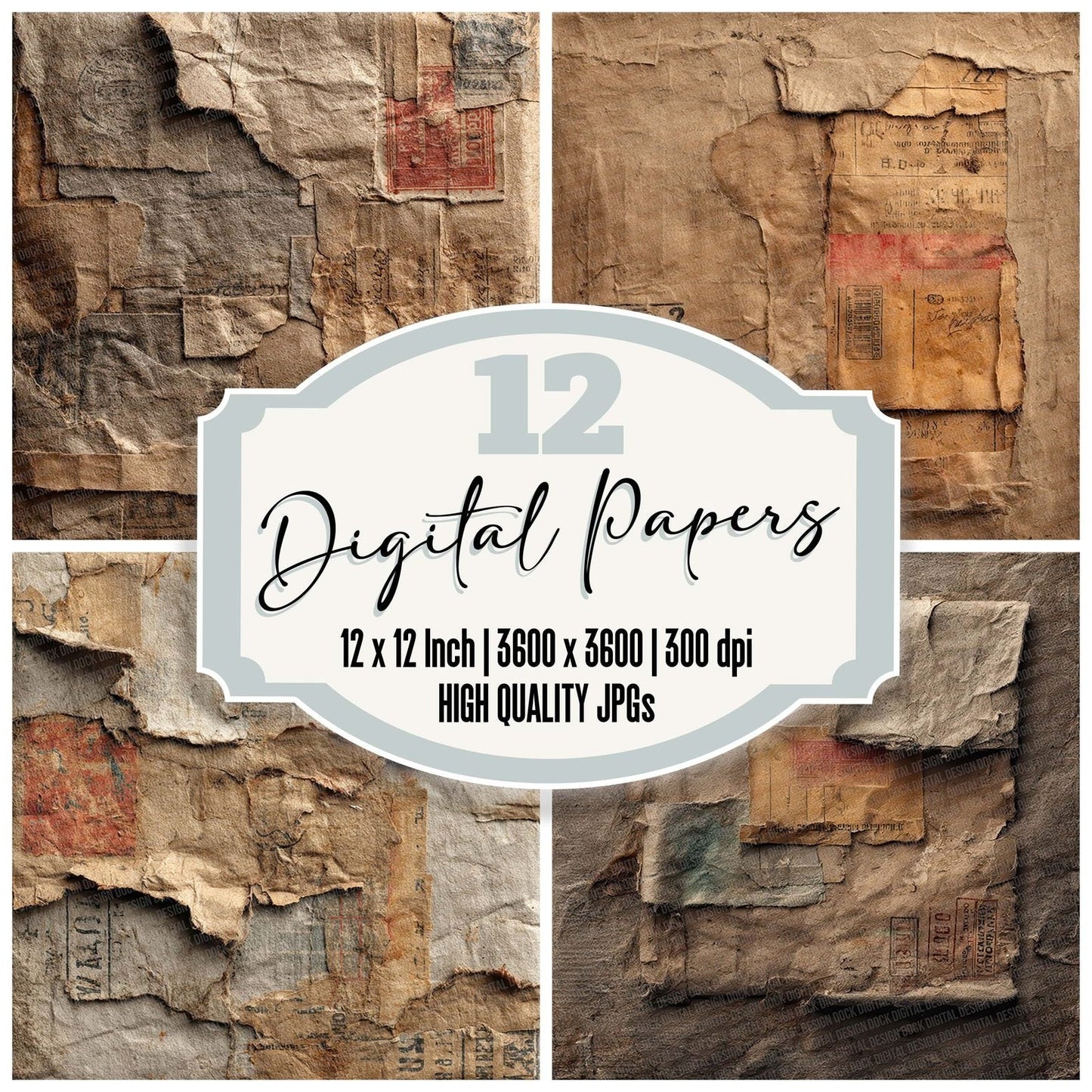 Torn Box Texture Digital Paper Pack (DDD004024)