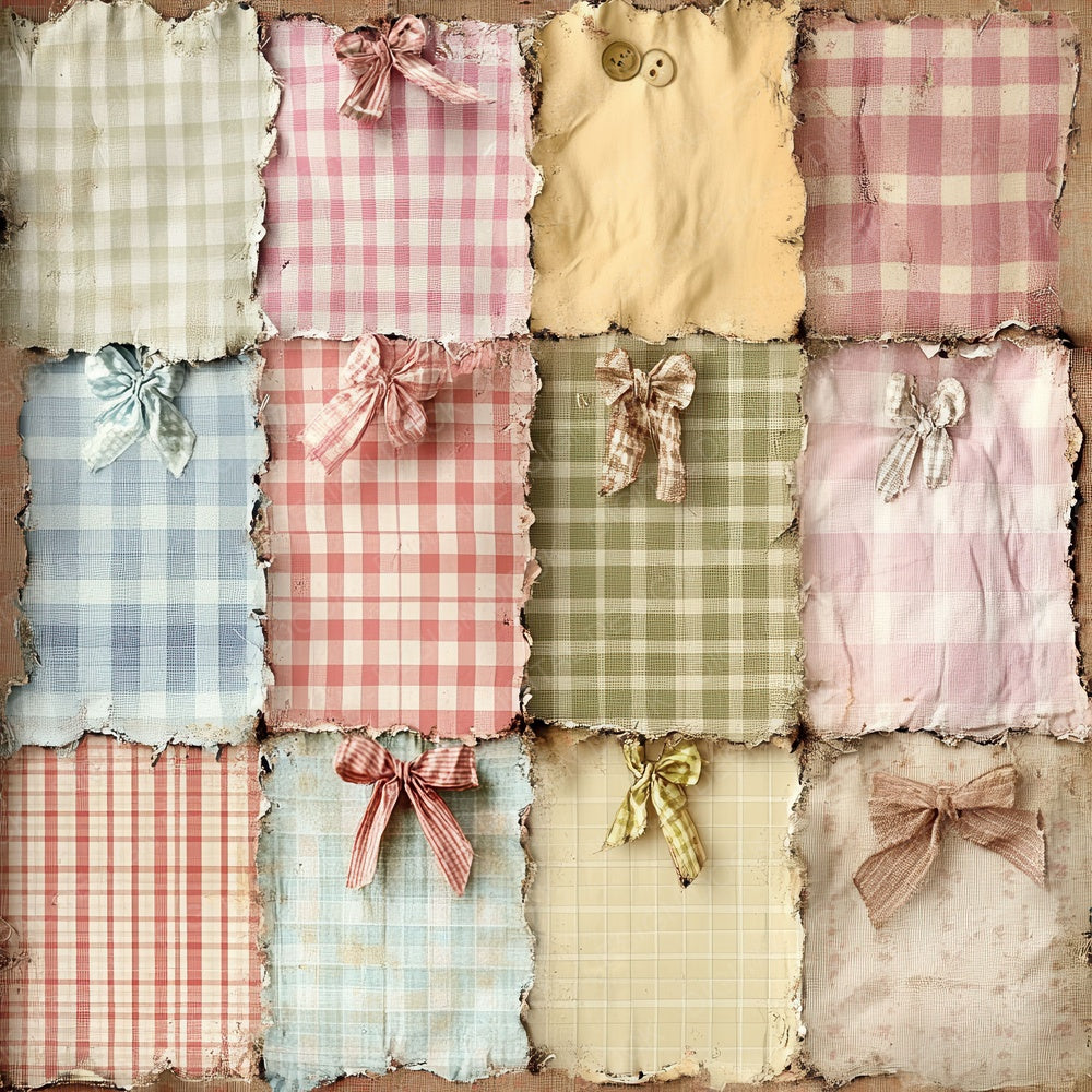 Torn Gingham Fabric Digital Paper Digital Paper Pack (DDD004028)