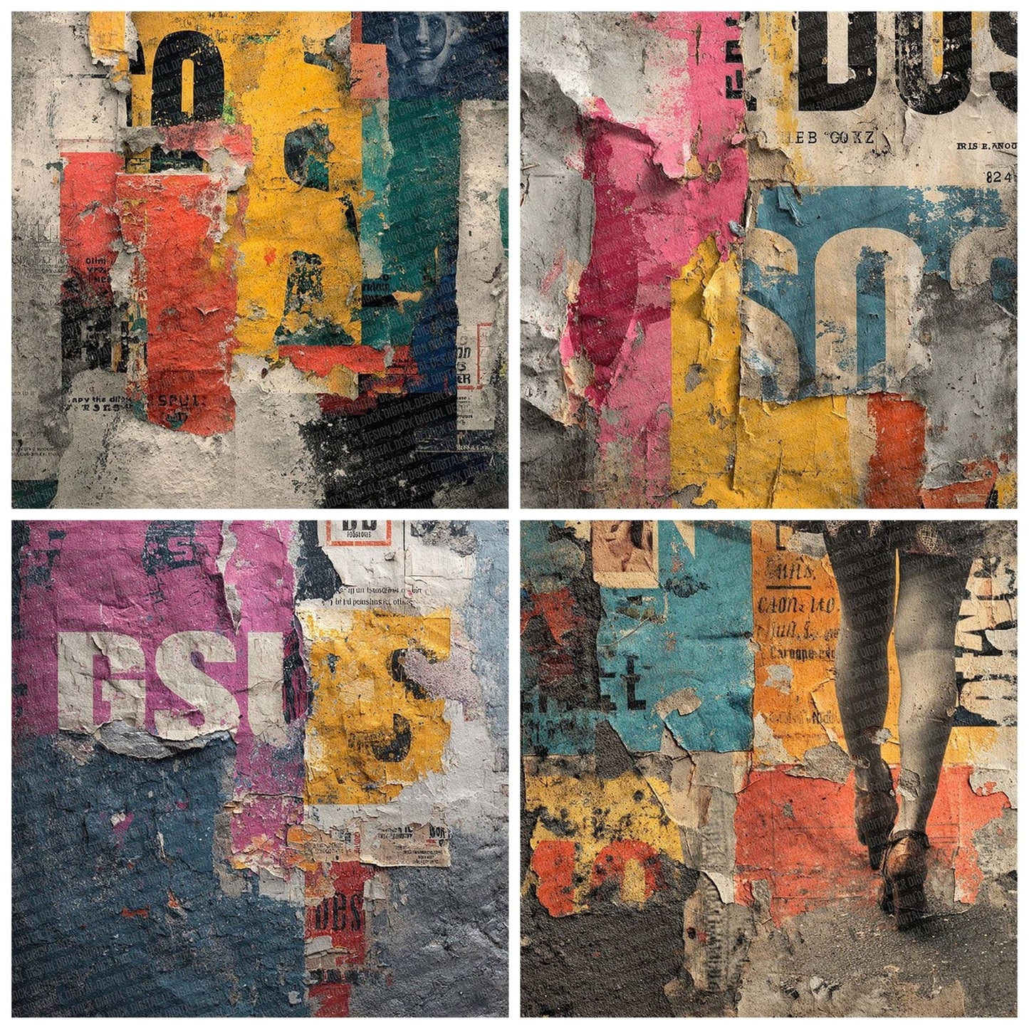Torn Poster Urban Texture Digital Paper Pack (DDD004036)