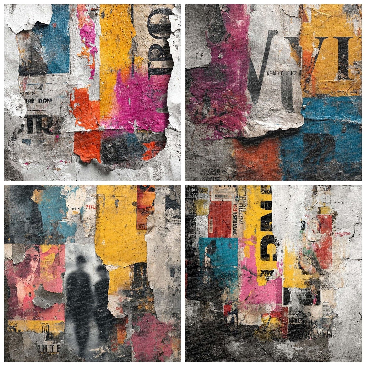 Torn Poster Urban Texture Digital Paper Pack (DDD004036)