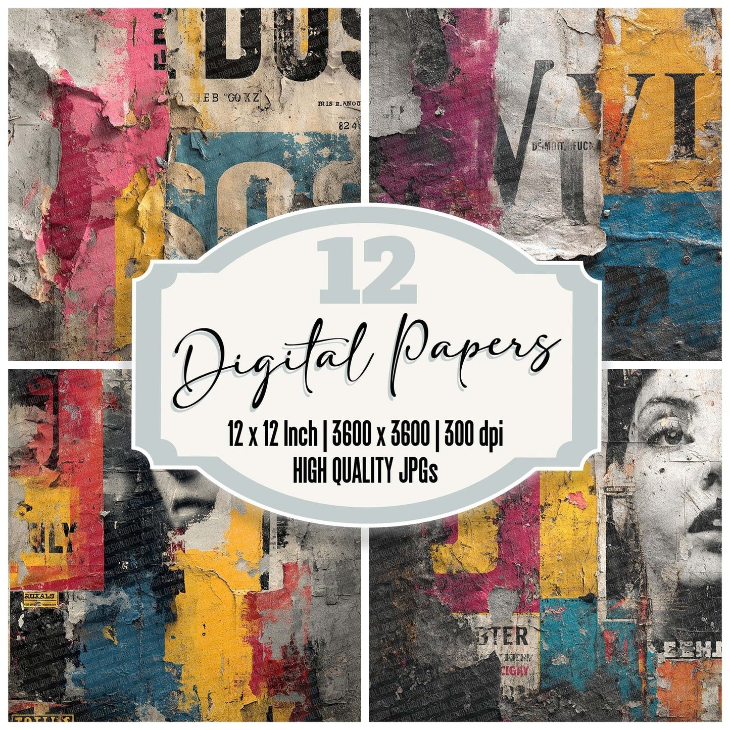 Torn Poster Urban Texture Digital Paper Pack (DDD004036)