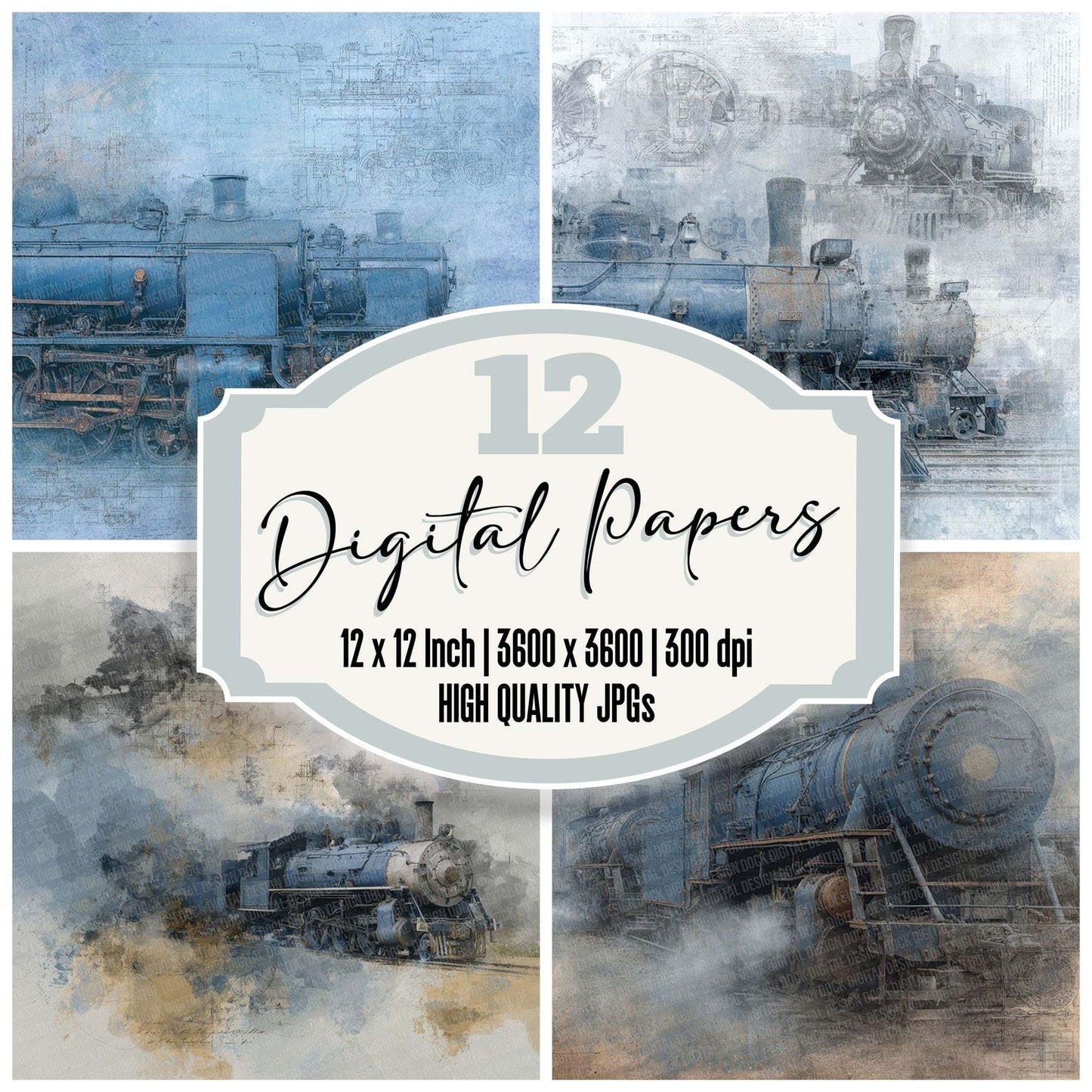 Train Engineer Notes Wash Digital Paper Pack (DDD004042)