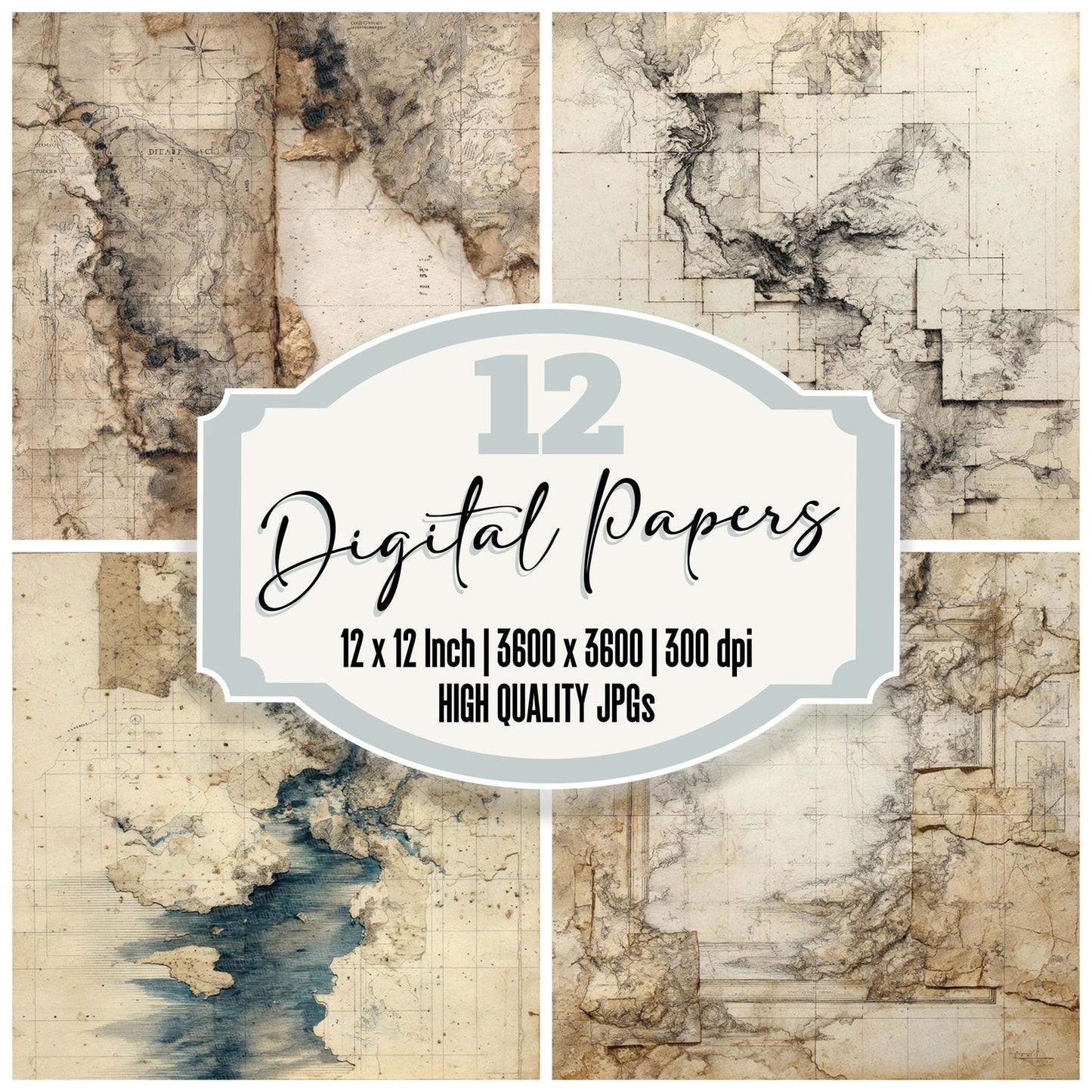 Travel Map Sketch Digital Paper Pack (DDD004051)