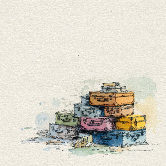 Travel Suitcase Line Wash Digital Paper Pack (DDD004053)