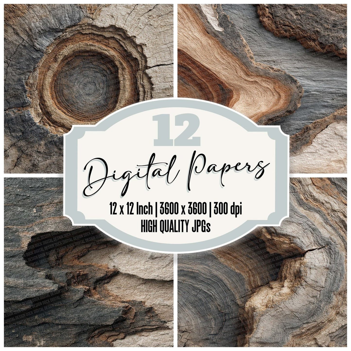 Tree Bark Slice Digital Paper Pack (DDD004057)