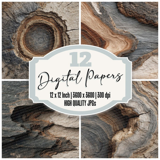 Tree Bark Slice Digital Paper Pack (DDD004057)