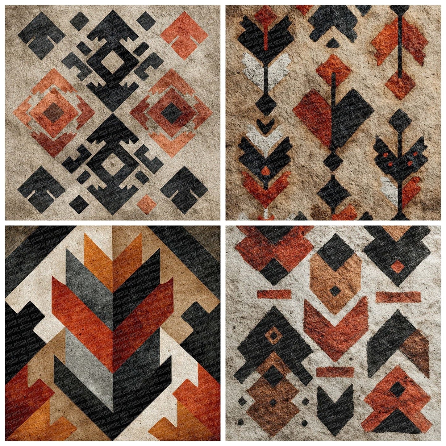 Tribal Arrow Terracotta Black Digital Paper Pack (DDD004063)