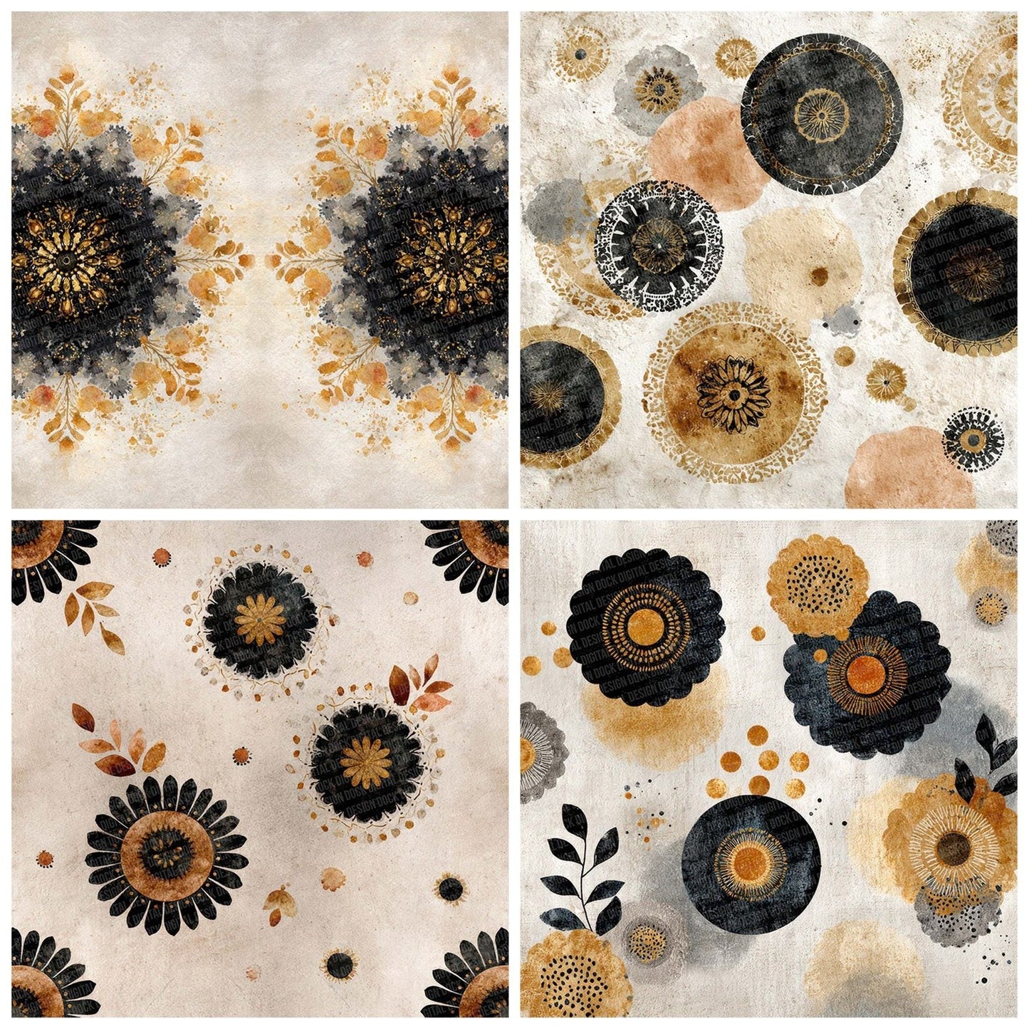 Tribal Circle Ochre Black Digital Paper Pack (DDD004065)