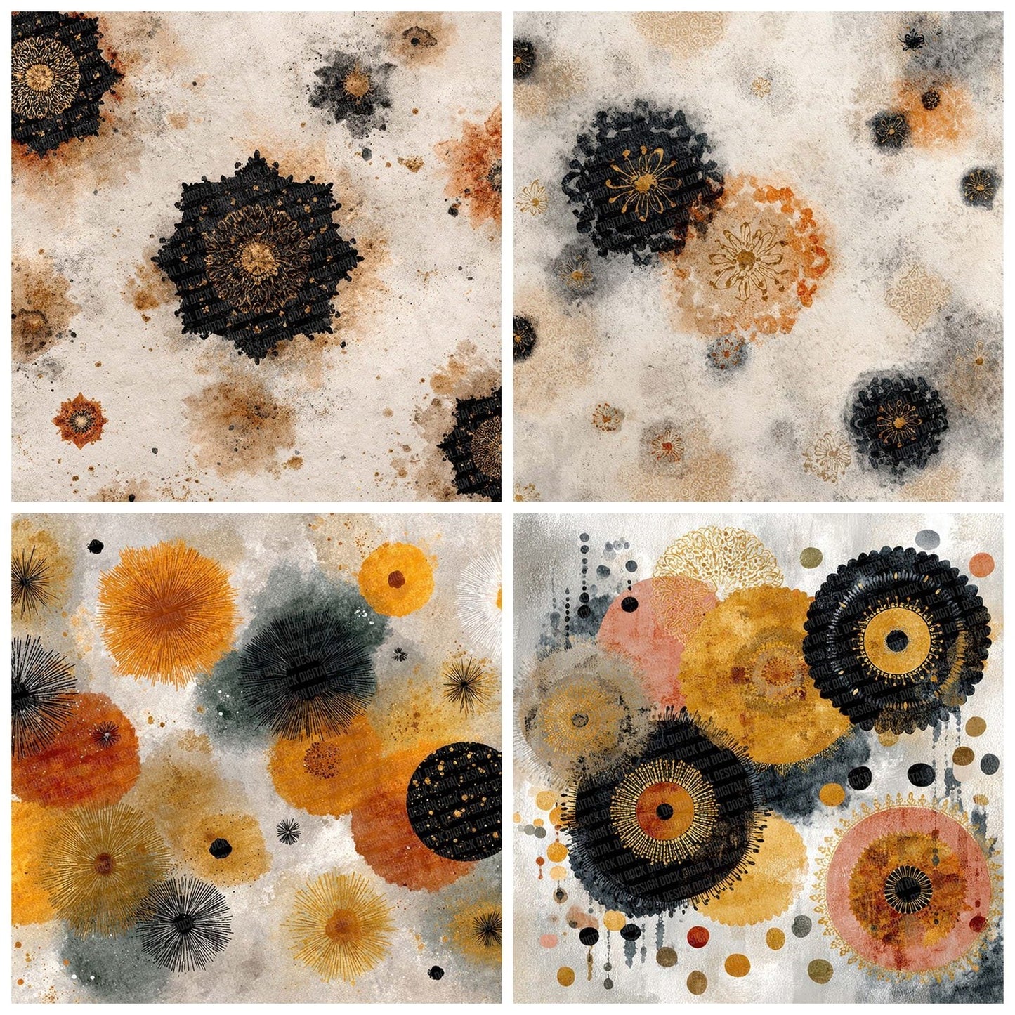 Tribal Circle Ochre Black Digital Paper Pack (DDD004065)