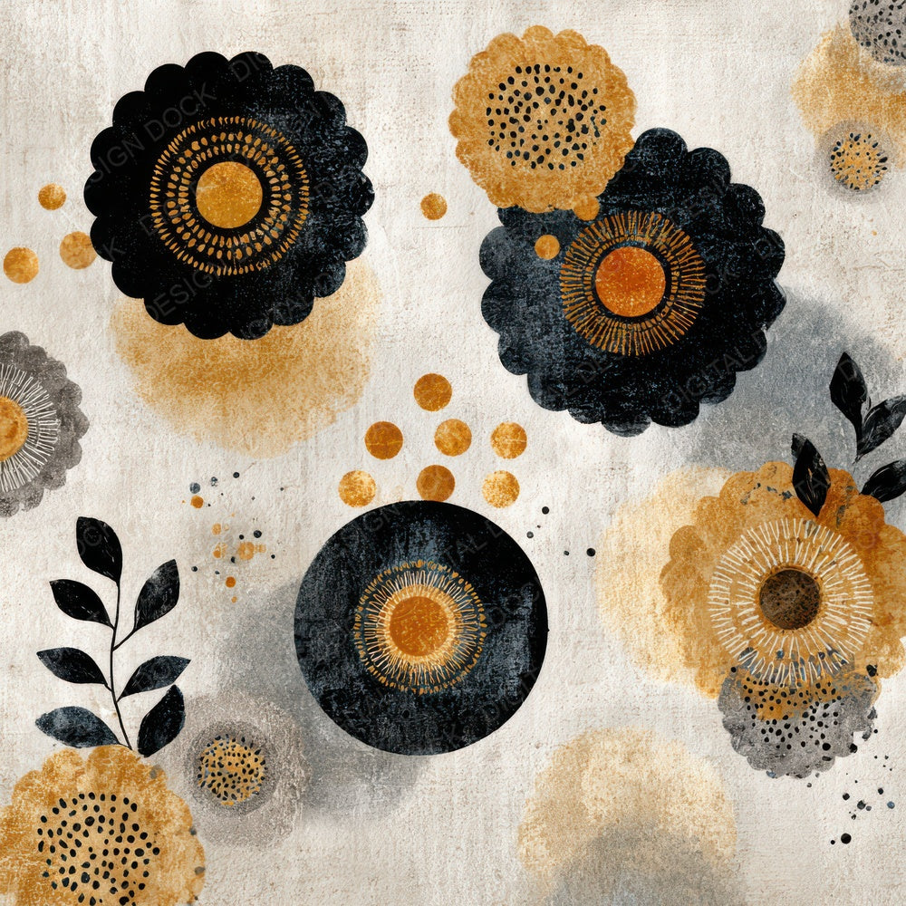 Tribal Circle Ochre Black Digital Paper Pack (DDD004065)