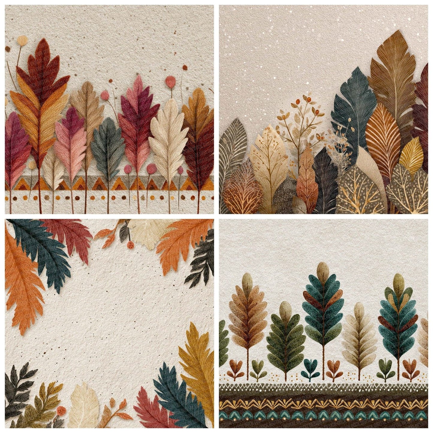 Tribal Feather Sienna Olive Digital Paper Pack (DDD004071)