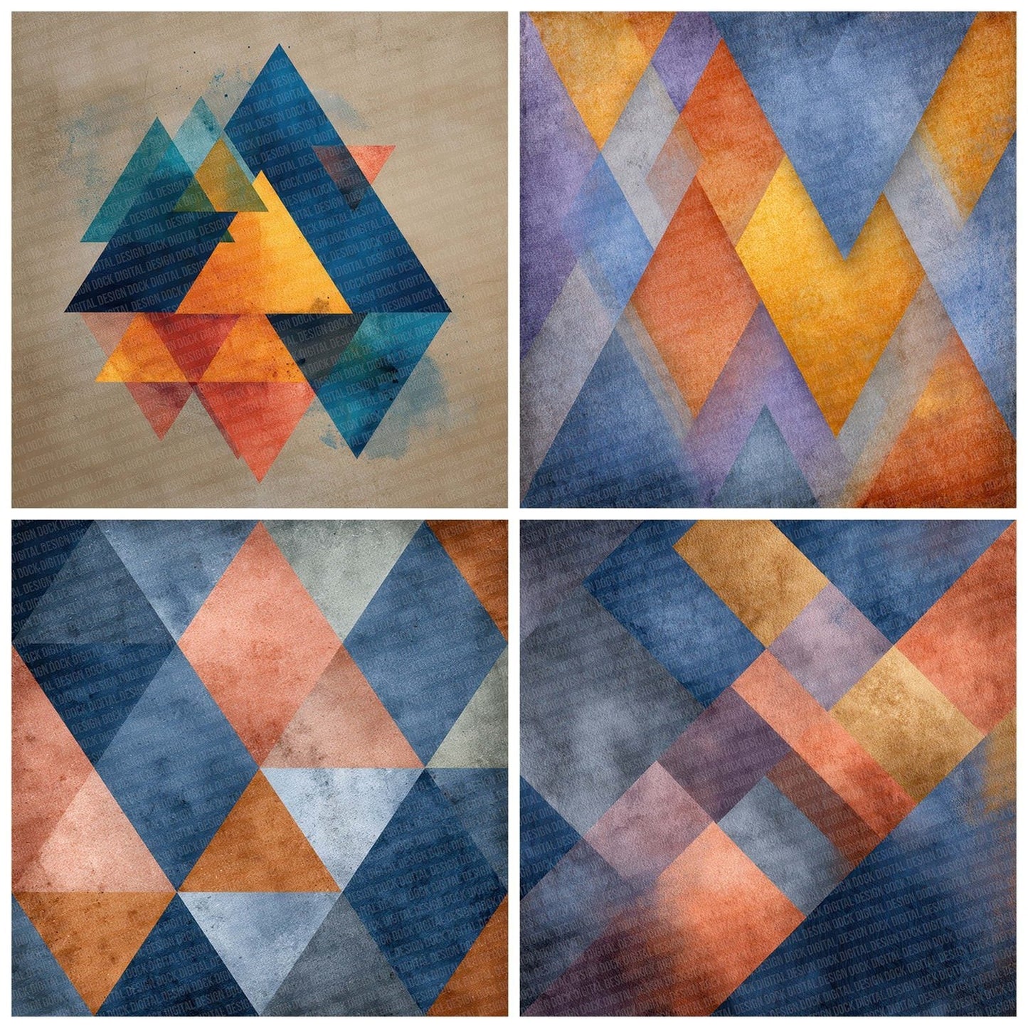 Tribal Geometric Navy Coral Digital Paper Pack (DDD004072)