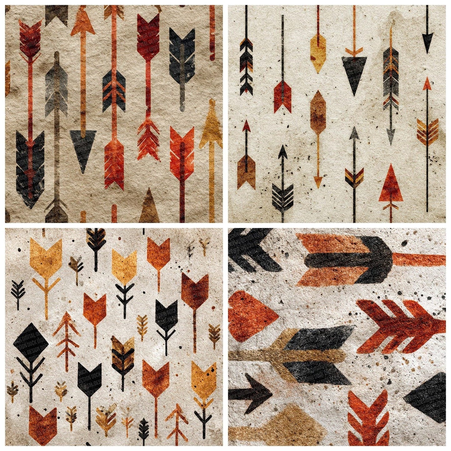 Tribal Spear Rust Black Digital Paper Pack (DDD004074)