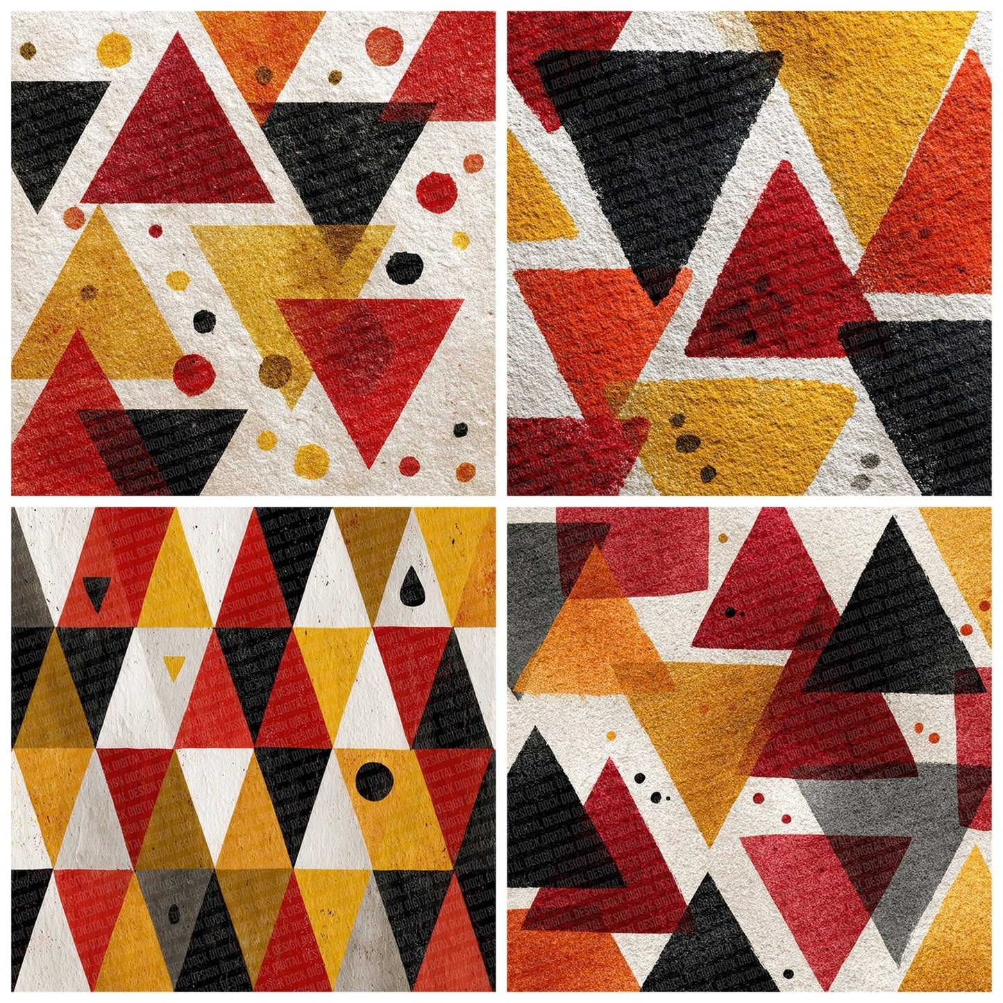 Tribal Triangle Red Mustard Digital Paper Pack (DDD004079)