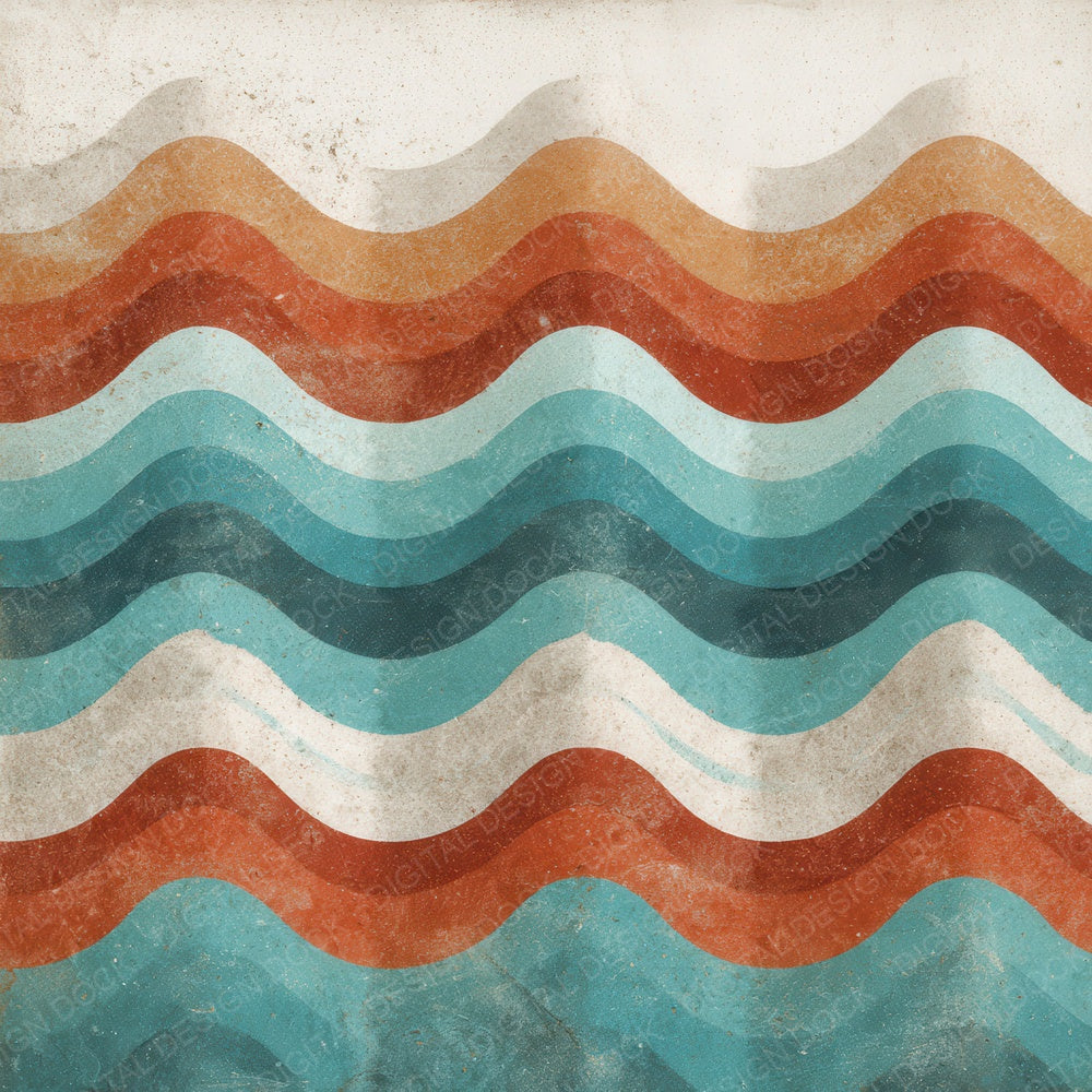 Tribal Wave Turquoise Red Digital Paper Pack (DDD004081)