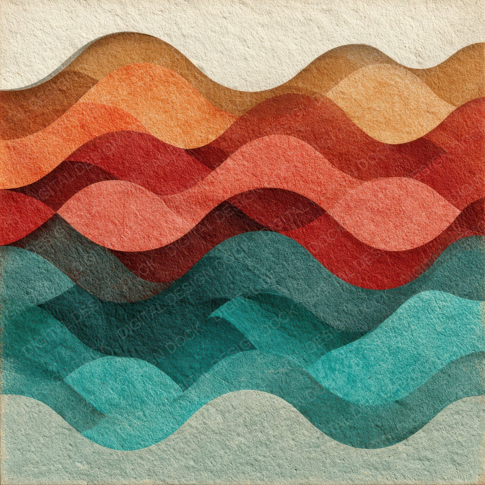 Tribal Wave Turquoise Red Digital Paper Pack (DDD004081)