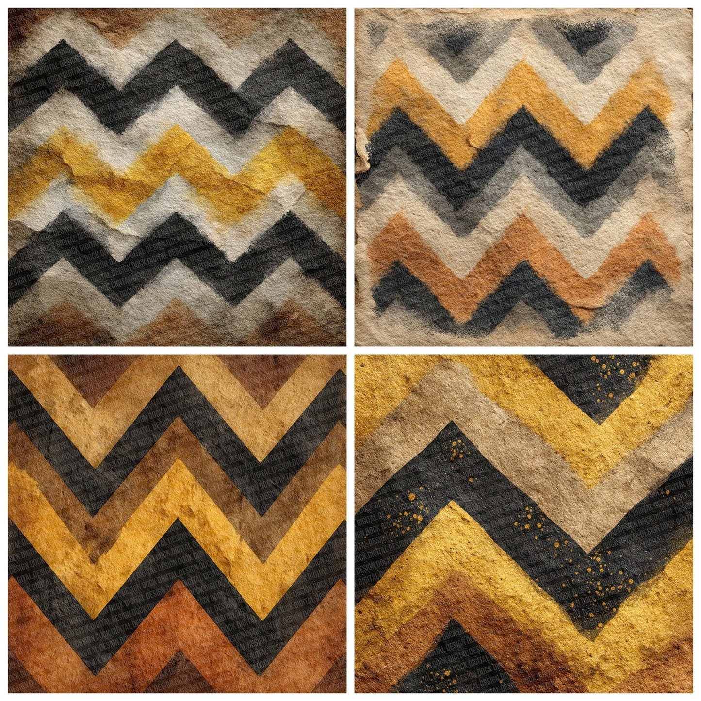 Tribal Zigzag Ochre Black Digital Paper Pack (DDD004084)
