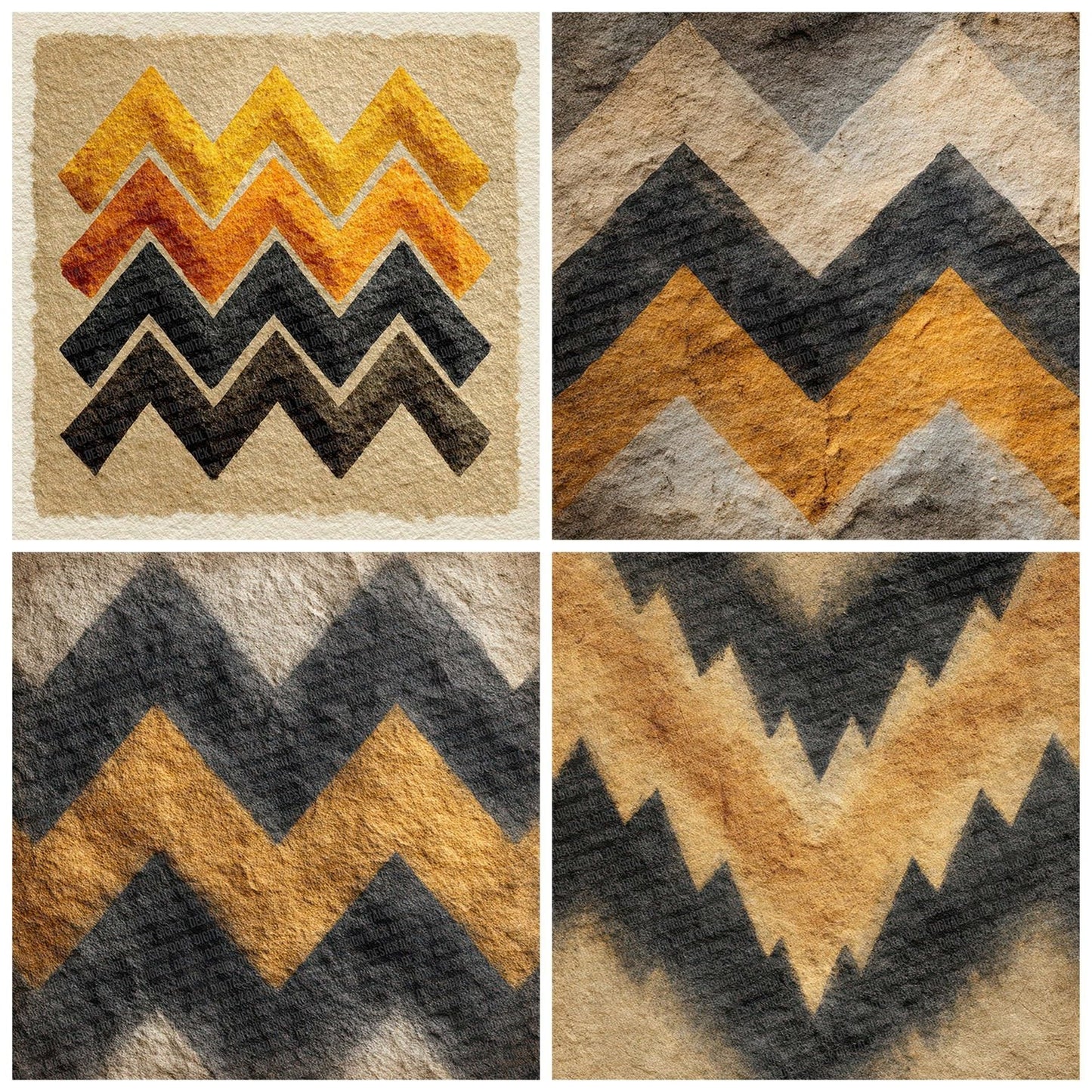 Tribal Zigzag Ochre Black Digital Paper Pack (DDD004084)