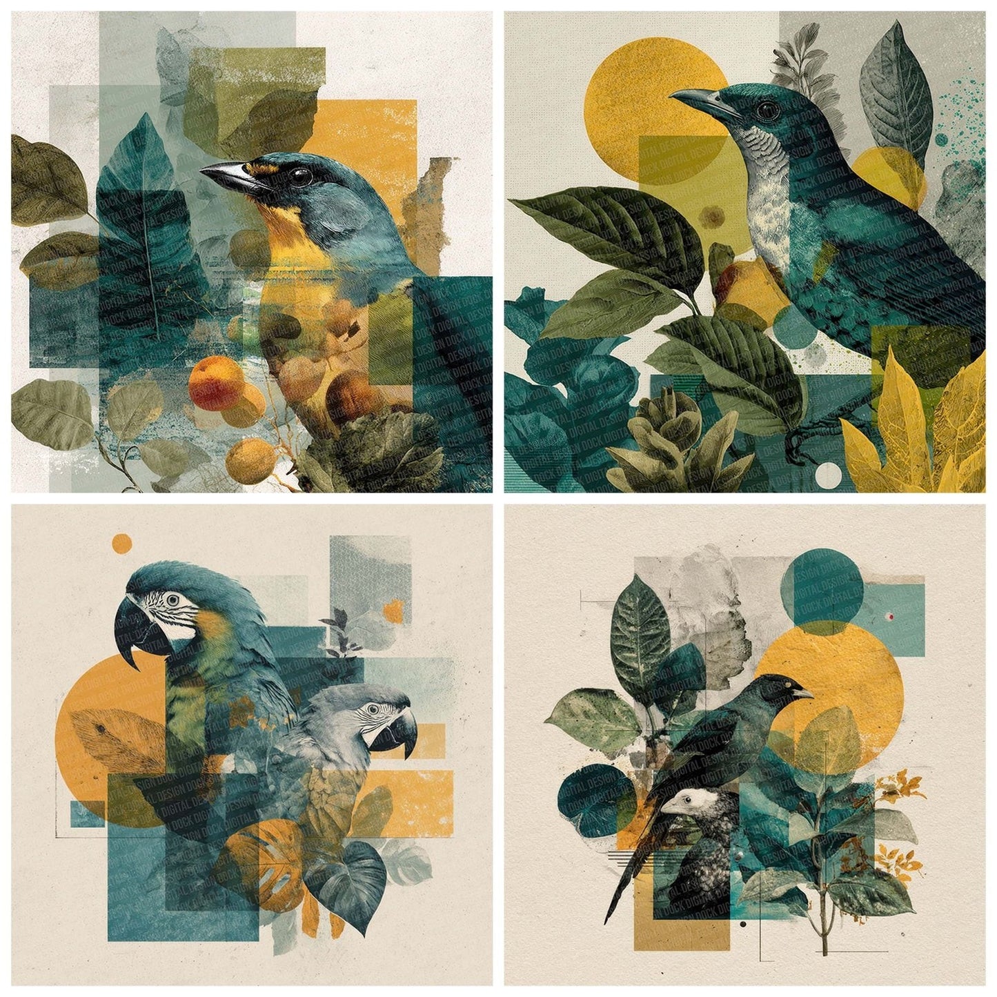 Tropical Bird Moodboard Digital Paper Pack (DDD004086)
