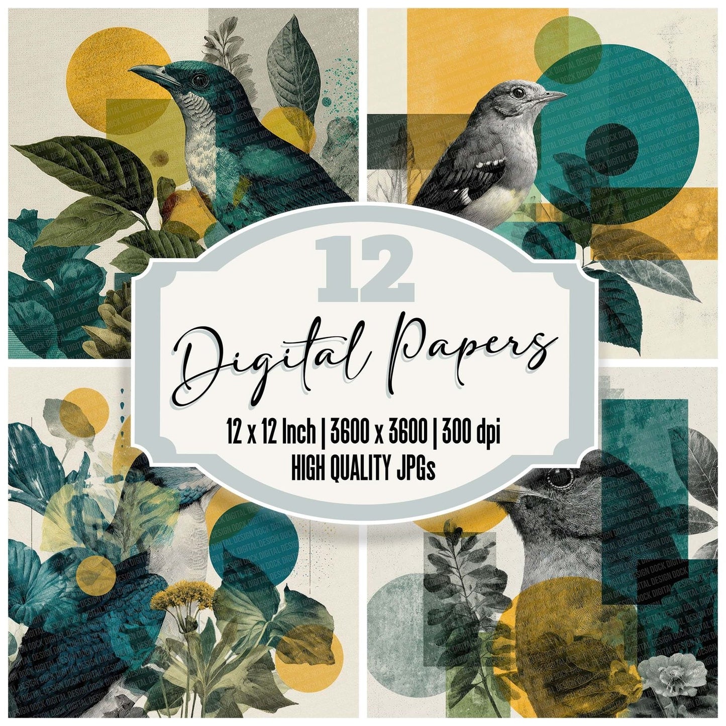 Tropical Bird Moodboard Digital Paper Pack (DDD004086)