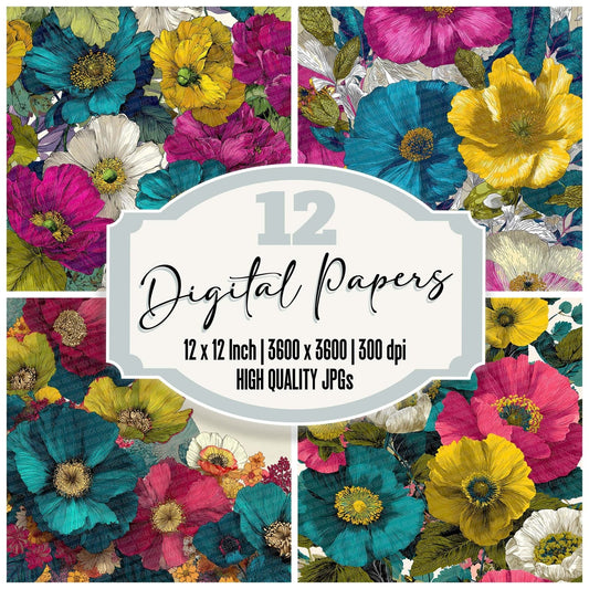 Tropical Carnival Florals Digital Paper Pack (DDD004089)